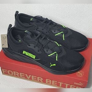 Puma Black with Neon Green Accents Athletic Men's Shoes